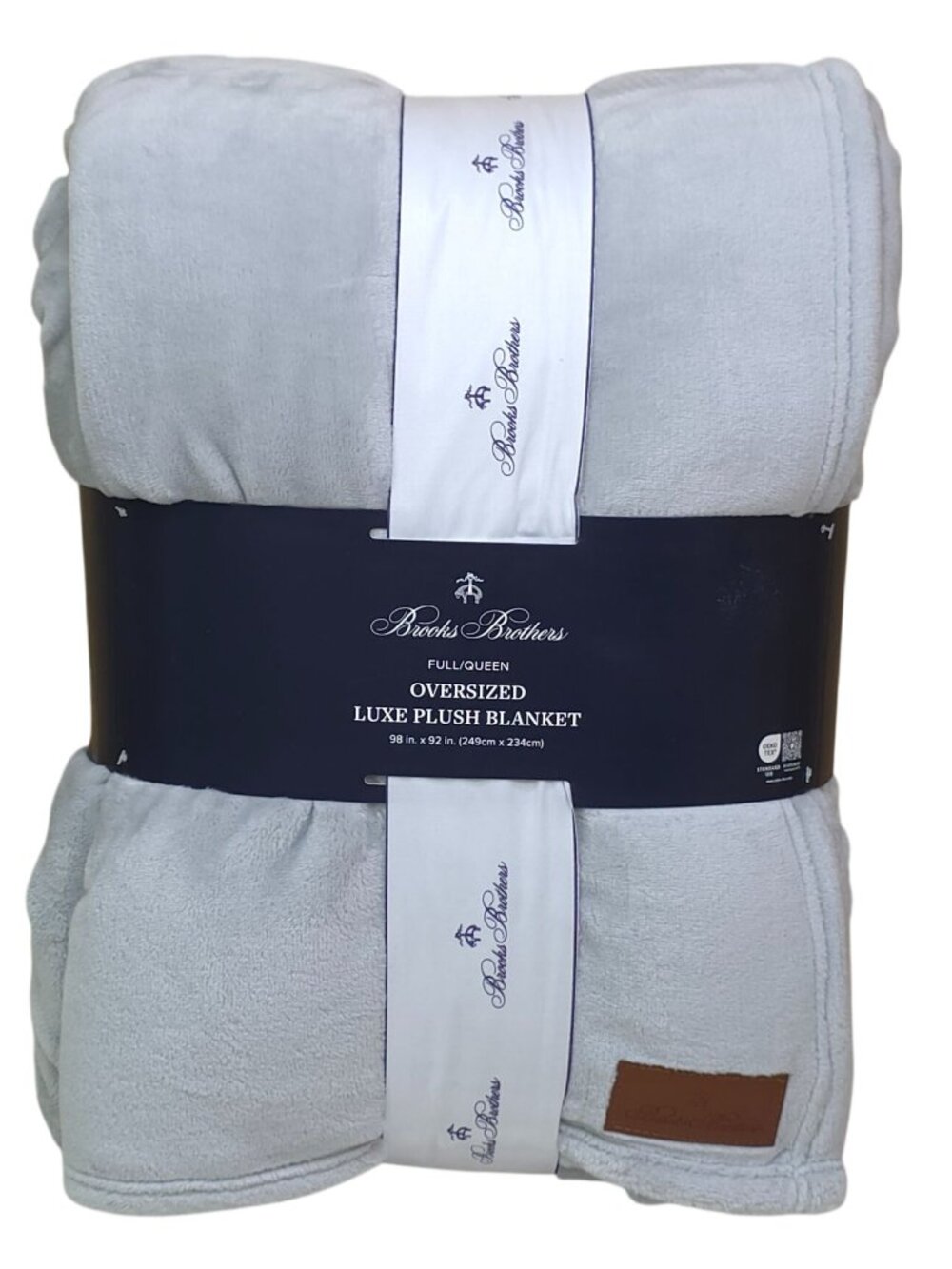 Brooks Brothers Oversized Luxe Plush Blanket Full/Queen 98" X 92" Soft Cozy Gray